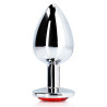 Ouch! Bijou anal Round Gem M 7 x 3.3 cm Argenté-Rouge